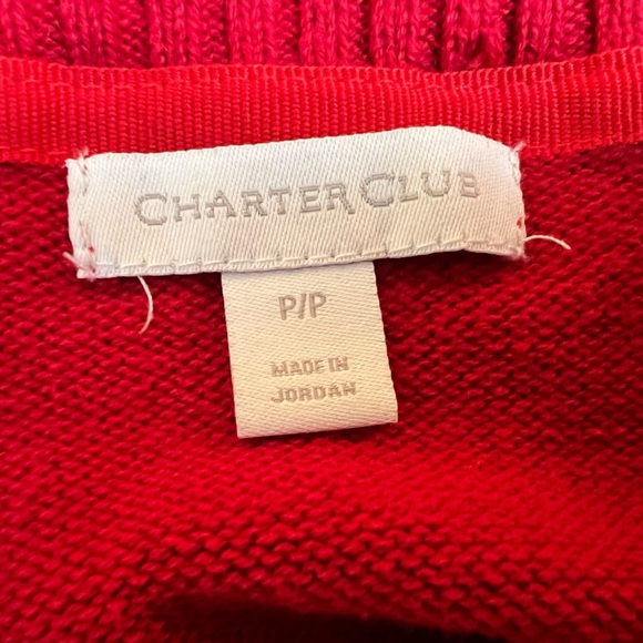 CHARTER CLUB Red Cable Knit Sweater with Button Detail/size PP - Picture 7 of 7